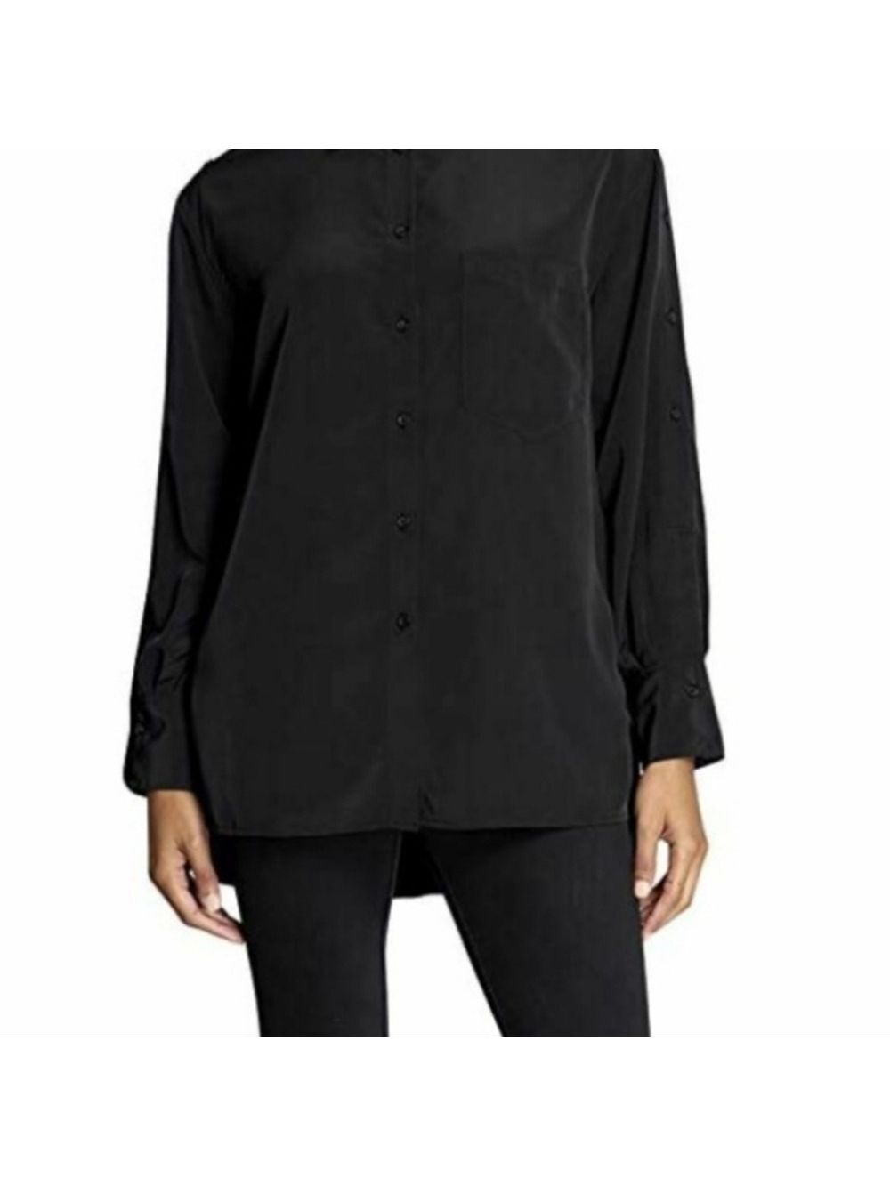 DUBGEE by WHOOPI | Collared Black Oversized Dress Shirt